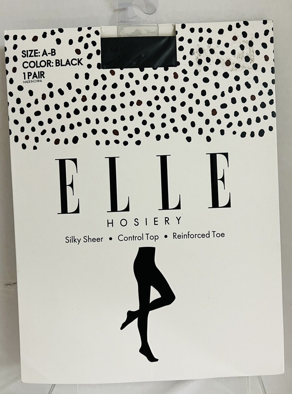 Elle Hosiery Silky Sheer Control Top Panty Hose Size AB Color Black